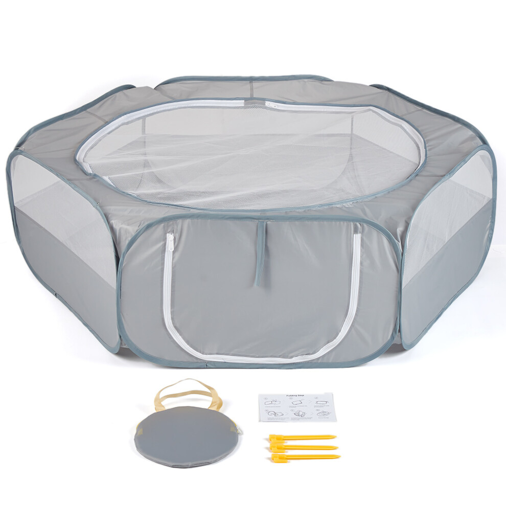 Portable Small Animal Playpen with Side Door 130cm Blue/Gray
