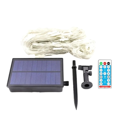 Radiant Nightfall: 192 LED Solar Lights on Transparent Wire 1