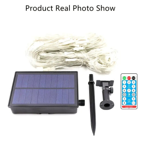 Radiant Nightfall: 192 LED Solar Lights on Transparent Wire 2