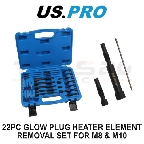 us pro US PRO Tools 22PC Glow Plug Heater Element Removal Set For M8 & M10 5649