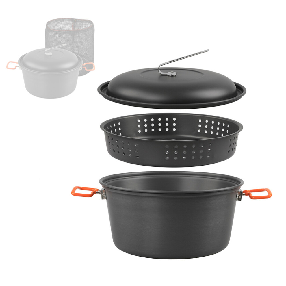 Outdoor 5L Aluminum Pot Set with Carrying Bag, Black, Portable Camping-image-OPC-PKCZ586-NEW
