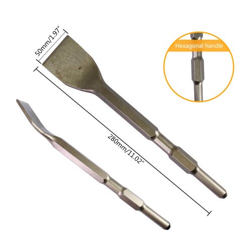 1PC Chisel Bits Square Handle Shank CarbonSteel Point-Type F 2