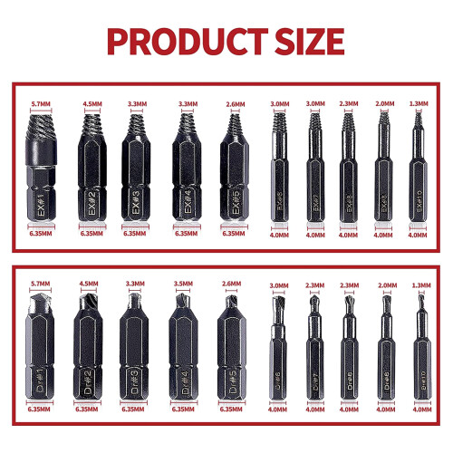 22Piece Damaged Screw Extractor Set Extension Bit Holder Socket 2