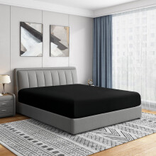 cathay Home Luxury Wrinkle And Fade Resistant Double Brushed Ultra Soft Microfiber 14-inch Standard Pocket Single Fitted Sheet Black Twin