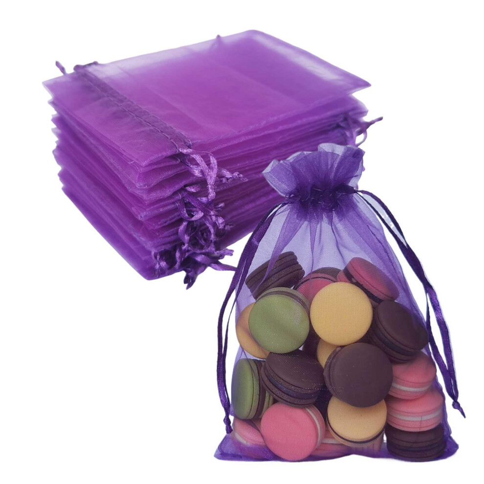 100 Kusu 4X6 Palcu Drkov Balic Scky Fialov Organza Prusvitn Ltka Nurka Elegantn Drkov Scky Pro Miminko Favor Cukrov Vnocn Favor Balen-image