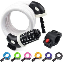 4 Feet High Security Resettable 5 Digit Bicycle Lock Cable to Roll Up Outdoor Cycling Suit, 1.2m x 12mm