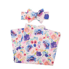 Floral Swaddle Wrap Set with Headband for Newborns, Soft Comfortable Fabric, Durable for Photography Sessions