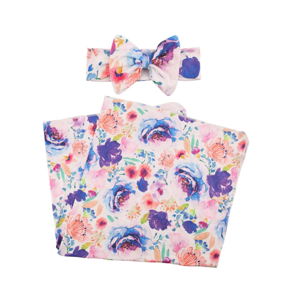 Floral Swaddle Wrap Set With Headband For Newborns, Soft Comfortable Fabric, Durable For Photography Sessions 9084446782479