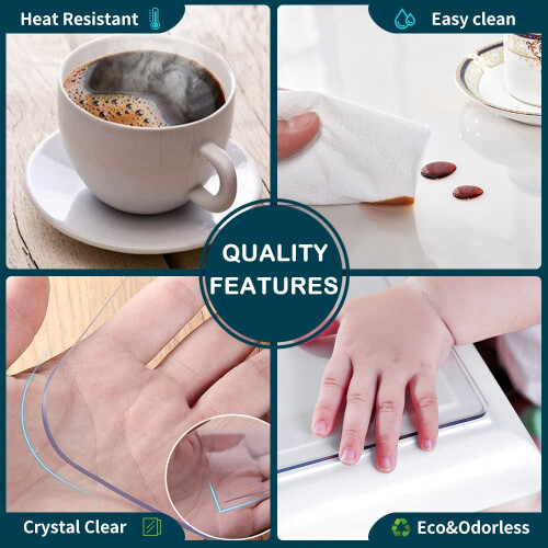 Tabel Protector Transparent Plastic Clear Table Placa de Vinil Plastic Plastic Plastic Alergant Mobilier bucatarie Suprafa?a Protector Protector 2