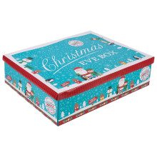 Blue Merry Christmas Eve Box Delivery Santa Gift Box with Lid