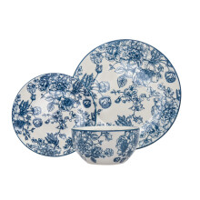 godinger Dinnerware Set Banbury Porcelain Dinner Plate, Salad Plate, Soup Bowl - 12 Piece Set
