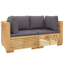 Vidaxl patio narozne sofy z poduszkami 2 szt. Teak z litego drewna