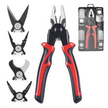 5 in 1 Pliers Set 8 Inch Steel Interchangeable Pliers with Wire Stripper Crimping Tool and Shear for Electrical and Mechanical Use