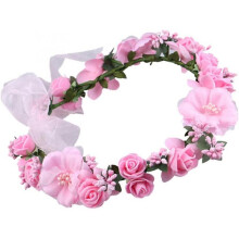 Floral Crown Women Handmade Hair Wreath Wedding Bridal Flower Headband for Festival Beach Holiday