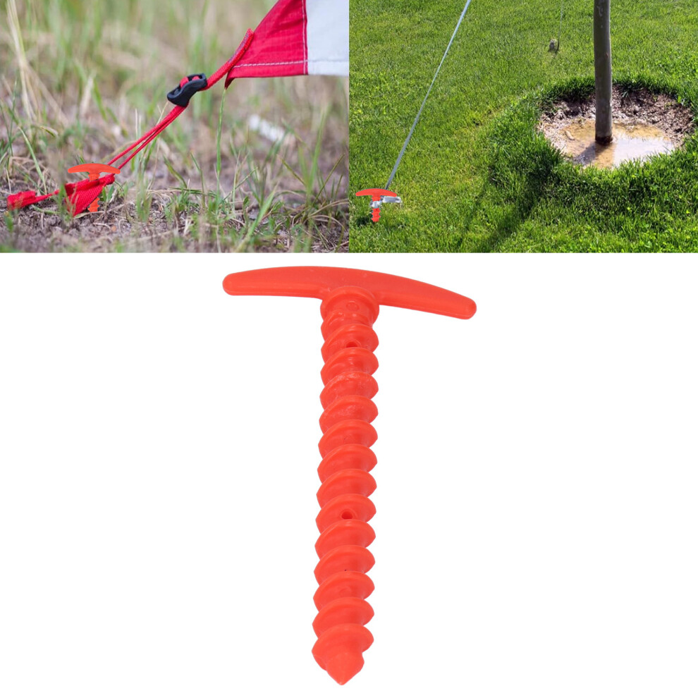 10Pcs Plastic Tent Stakes 5.7In T-Shape Spiral Ground Anchors Red 8411347373986