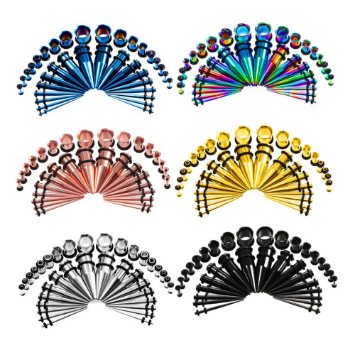 Ensemble d'expanseurs d'oreille de 36 pièces, 1,6–10 mm, Couleur : Argent 1