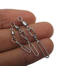 10pcs Long Line Clip Snaps with Rolling Swivel for Fishing and Diving, Small Size, Durable Stainless Steel