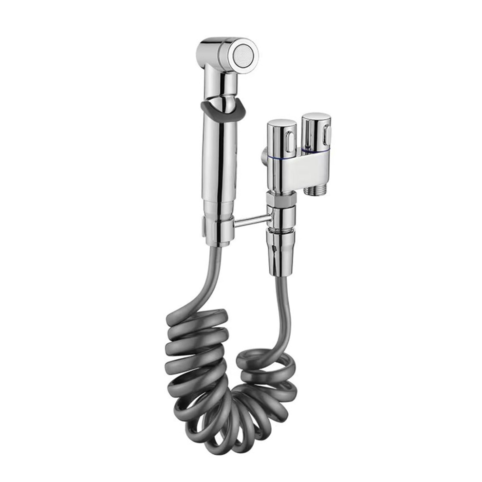 Hand Sprayer Bidet Attachment Chrome Handheld Bidet Sprayer With Flexible Hoses And Double Mixer Valves For Toilets 9084446783254