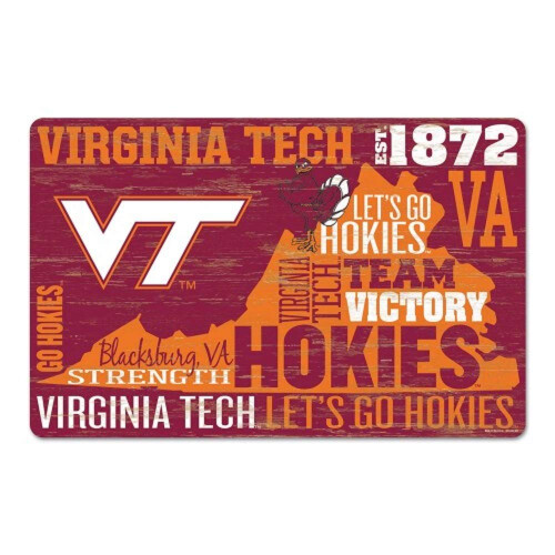 WinCraft NCAA Virginia Tech Χοκίς Ξύλινη Πινακίδα, 11x17, Σχεδίαση Ιδρύσεως
