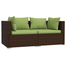 2-osobowa sofa vidaxl z poduszkami brazowy poli rattan