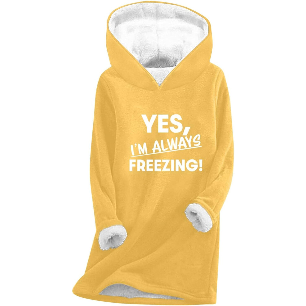 (XL, 004 Yellow) Yes I'm Still Freezing Hoodies for Women UK Ladies Jumpers Sherpa Fleece Lined Sweatshirts Casual Loose Pullover Blouse Long Sleeve T-image-OPC-PKCZV9W-NEW