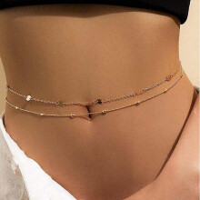 Bead Waist Chain Sequin Belly Chains Layered Beach Waist Jewelry Accessories for Women Girls Gold