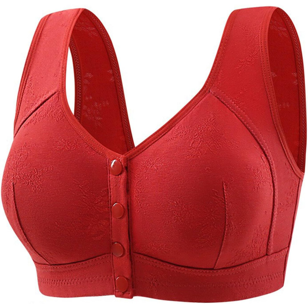 (L, 001* ) Sports Bras Women's Bras Front Closure Bras Push Up Bra No Underwire Plus Size Bracieres Breathable Comfy Soft Bras Everyday Bra Underwe Red
