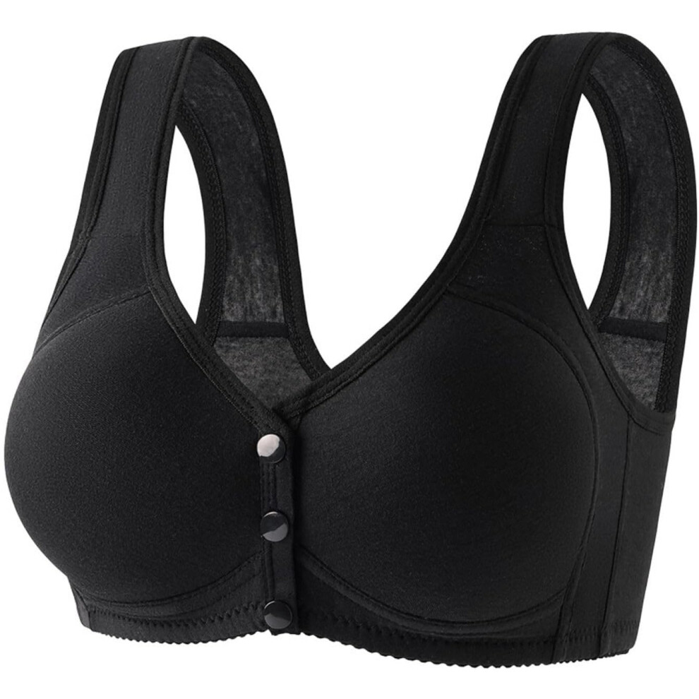 (L, 006* Black) Sports Bras Women's Bras Front Closure Bras Push Up Bra No Underwire Plus Size Bracieres Breathable Comfy Soft Bras Everyday Bra Under-image-OPC-PKCZVWP-NEW