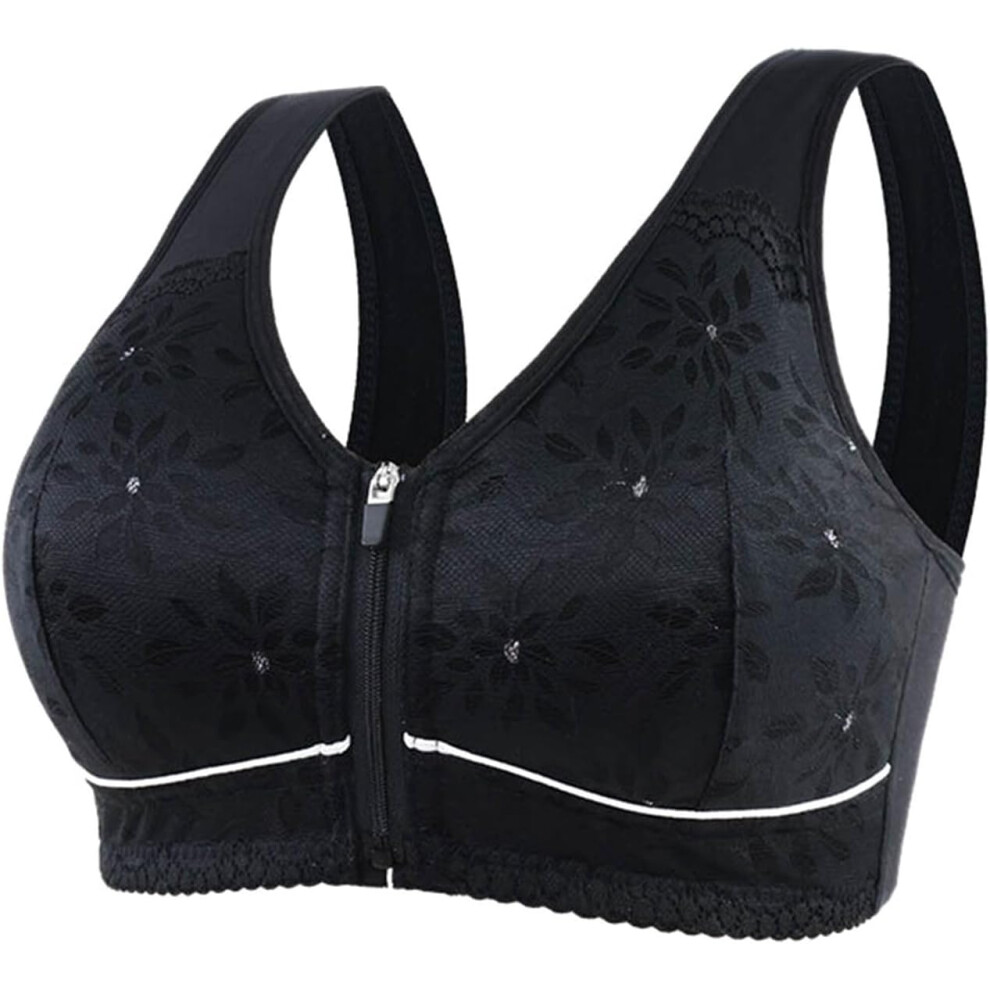 (M, 004* Black) Sports Bras Women's Bras Front Closure Bras Push Up Bra No Underwire Plus Size Bracieres Breathable Comfy Soft Bras Everyday Bra Under-image-OPC-PKCZVXN-NEW