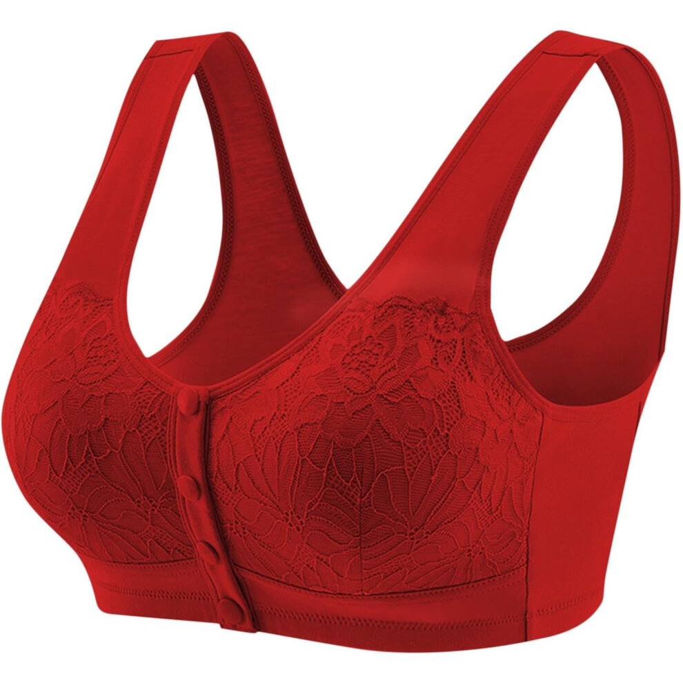 (XXL, 003* Red) Sports Bras Women's Bras Front Closure Bras Push Up Bra No Underwire Plus Size Bracieres Breathable Comfy Soft Bras Everyday Bra Under-image-OPC-PKCZW5B-NEW