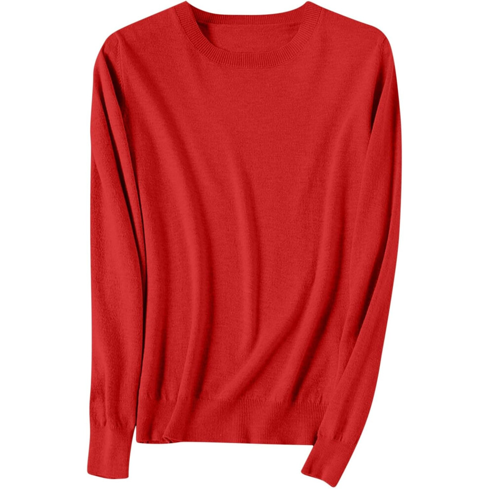 (12, 003* Wine) Long Sleeve Shirts for Women Clearance Ladies Tops Casual Long Sleeve Sweaters Loose Crewneck Knit Solid Pullover Sweater Jumper Tunic