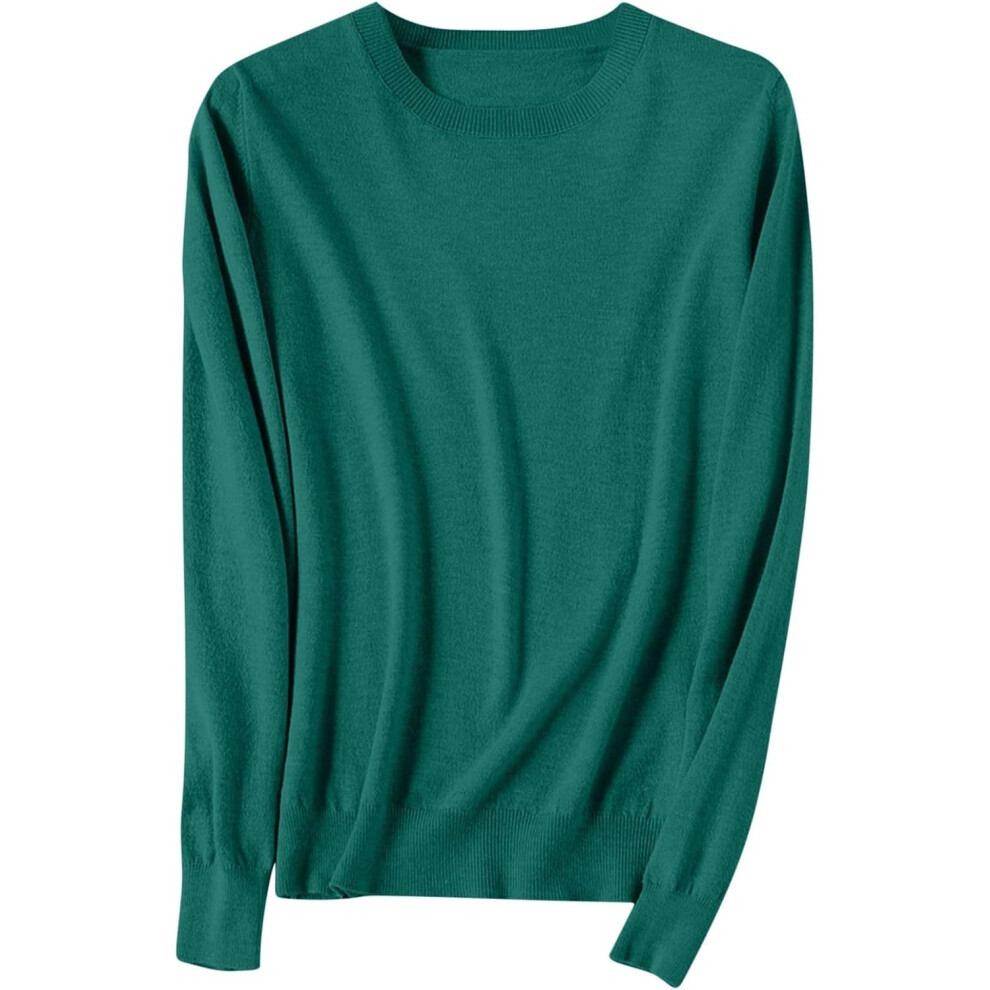 (8, 003* ) Long Sleeve Shirts For Women Clearance Ladies Tops Casual Long Sleeve Sweaters Loose Crewneck Knit Solid Pullover Sweater Jumper Tunic Green