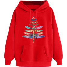 (XXL, 01* Red) Hoodies for Women UK Ladies Tops Oversized Sweatshirts Novelty Graphic Pullover Drawstring Long Sleeved Hooded Sweatshirt Lightweight Comfy Hoodie Jum