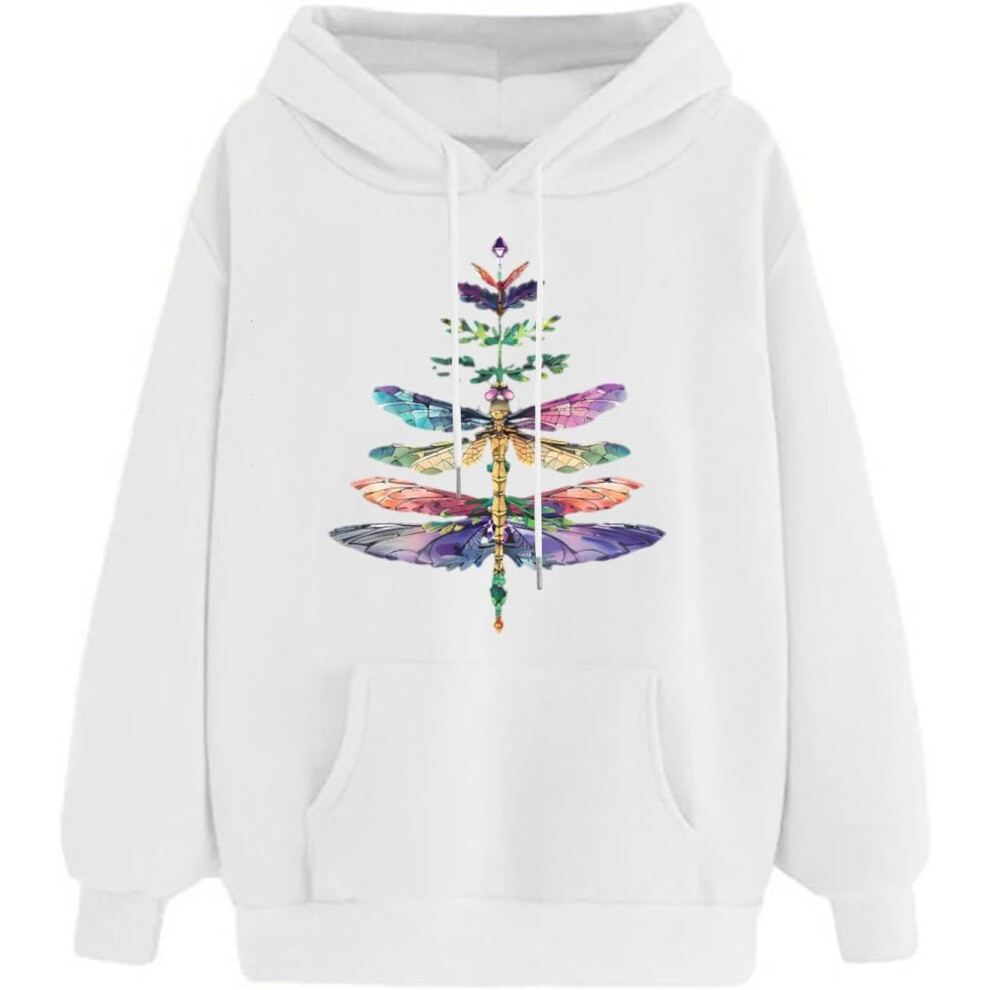 (XXL, 01* White) Hoodies for Women UK Ladies Tops Oversized Sweatshirts Novelty Graphic Pullover Drawstring Long Sleeved Hooded Sweatshirt Lightweight