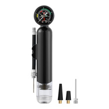 Portable Ball Pump with Pressure Gauge and Detachable Hose for Soccer, Basketball, Football, Volleyball - Compact Black Design
