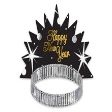 Musta ja kultainen New Year Shimmer Tiara - 1 kpl