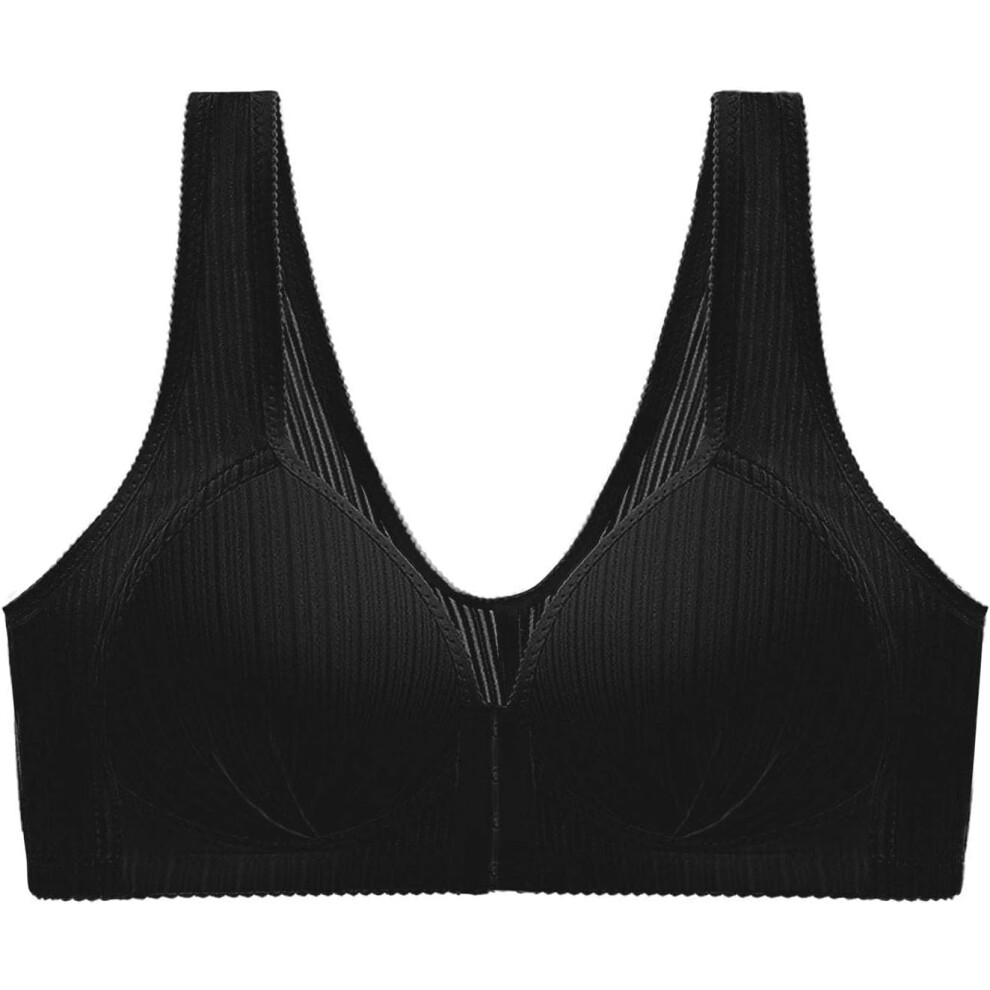 (S, 01* Black) Front Closure Bras for Women Post Surgery Compression Everyday Bra Wirefree Bras Full Coverage Bra Women's Everyday Bras Girls Bralette-image-OPC-PKCZZDP-NEW