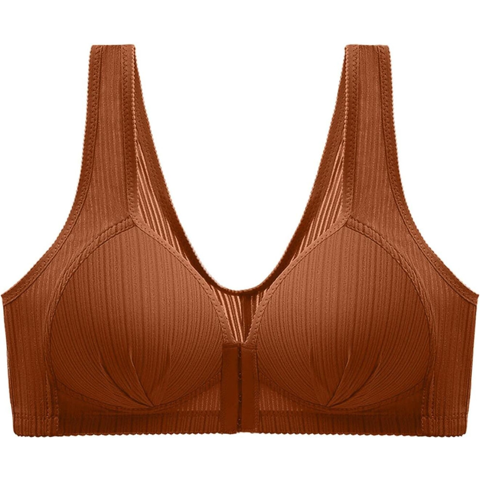 (L, 01* Brown) Front Closure Bras for Women Post Surgery Compression Everyday Bra Wirefree Bras Full Coverage Bra Women's Everyday Bras Girls Bralette-image-OPC-PKCZZD5-NEW