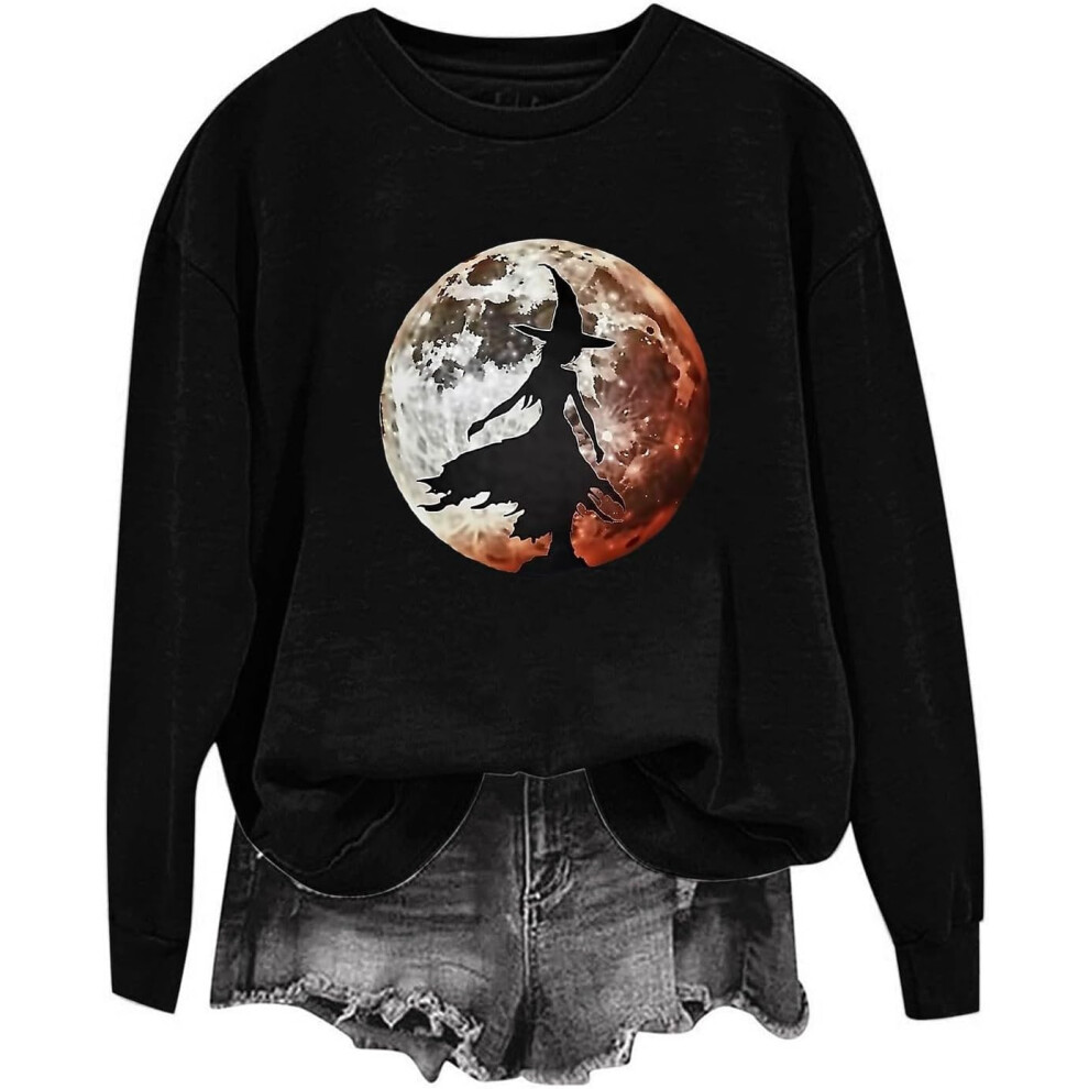 (XXL, 009* Black) Halloween Sweatshirts for Women UK Ladies Tops Funny Graphic Oversized Pullover Sweatshirt Ghost Print Fall Shirts Loose Blouse Bagg