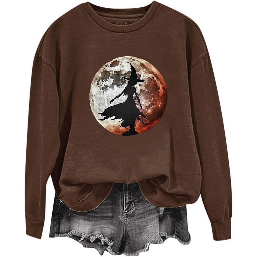 (XXL, 009* Brown) Halloween Sweatshirts for Women UK Ladies Tops Funny Graphic Oversized Pullover Sweatshirt Ghost Print Fall Shirts Loose Blouse Bagg