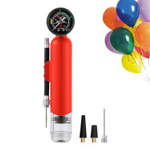 Small Ball Hand Pump with Real-Time Pressure Display - Inflator for Soccer, Basketball, Football, Volleyball, Red Three-Piece Valve Set