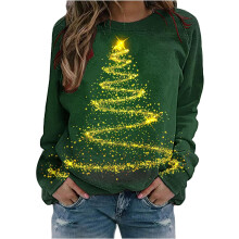 (XL, 040* Multicolor) Christmas Sweatshirts for Women UK Clearance Ladies Christmas Jumpers Glitter Xmas Tree Print Long Sleeve Tops Merry Christmas Shirts Plus Size Pullov