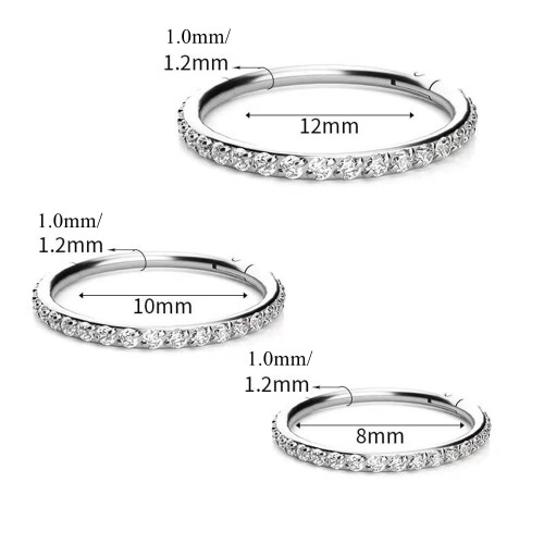 Yrogcu 16g 6mm Ασημένιοι Ρινικοί Δακτύλιοι με Ζιρκόνιο για Cartilage και Tragus 1