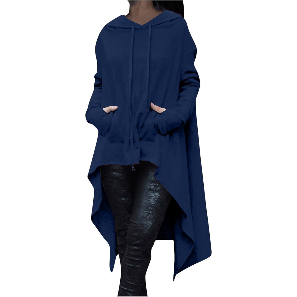 (12, 001* Blue) Womens Hoodies Clearance Ladies Jumpers Gothic Retro Style Long Sleeve Drawstring Pullover Sweatshirts Casual Loose Blouse Long Hooded-image-OPC-PKD28V2-NEW