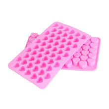 55 Holes Heart-Shaped Silicone Ice & Chocolate Mold, Pink, 18x10.7cm