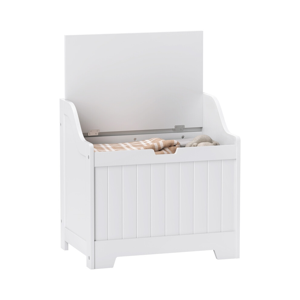 White 61L Home Storage Box - Sturdy Wooden Chest with Locking Lid for Clutter-Free Living Space & Easy Access-image-OPC-PKD297D-NEW