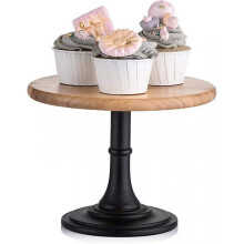 Wooden Cake Dessert Stand, Black Matte Base, 21cm Round Cupcake Stand, Wedding Birthday Party Base
