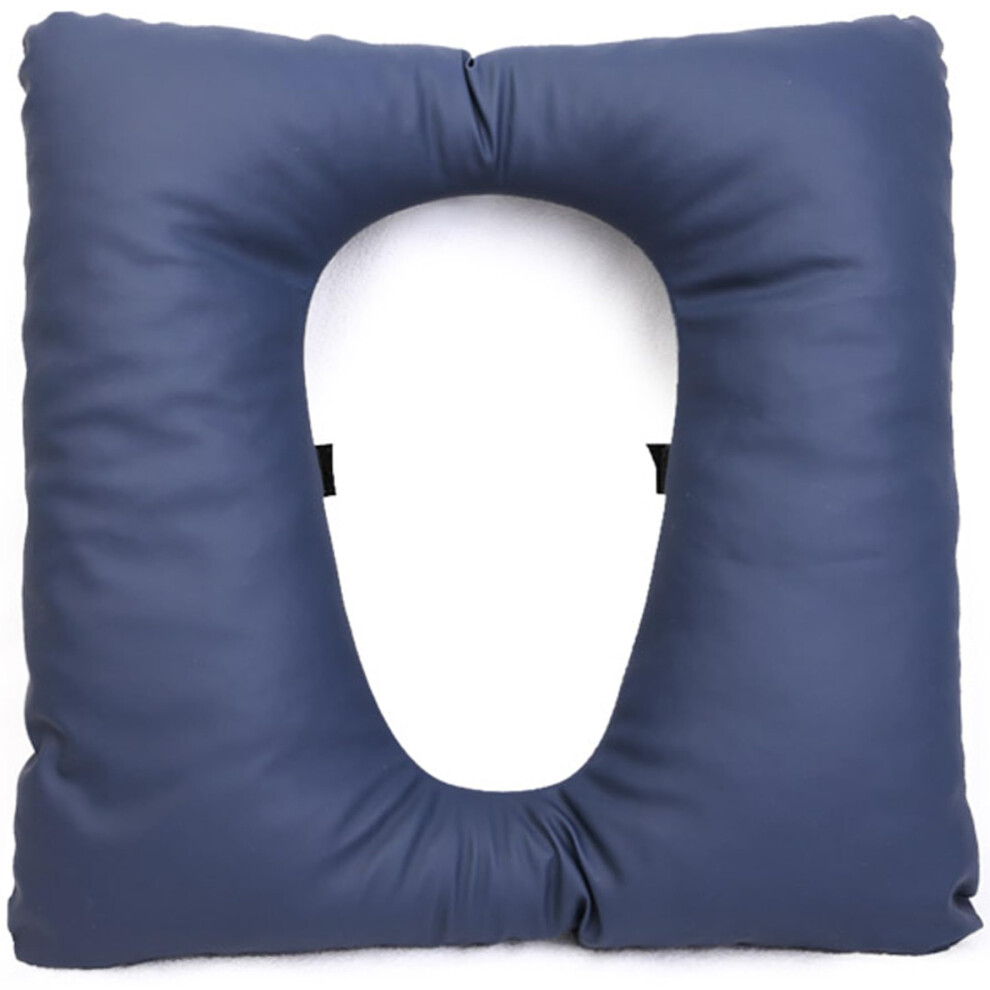 Padded Toilet Seat 16.5x16.5 Inch Universal Fit Soft PU Leather Waterproof Cushion with Adhesive Strap for Elderly, Blue