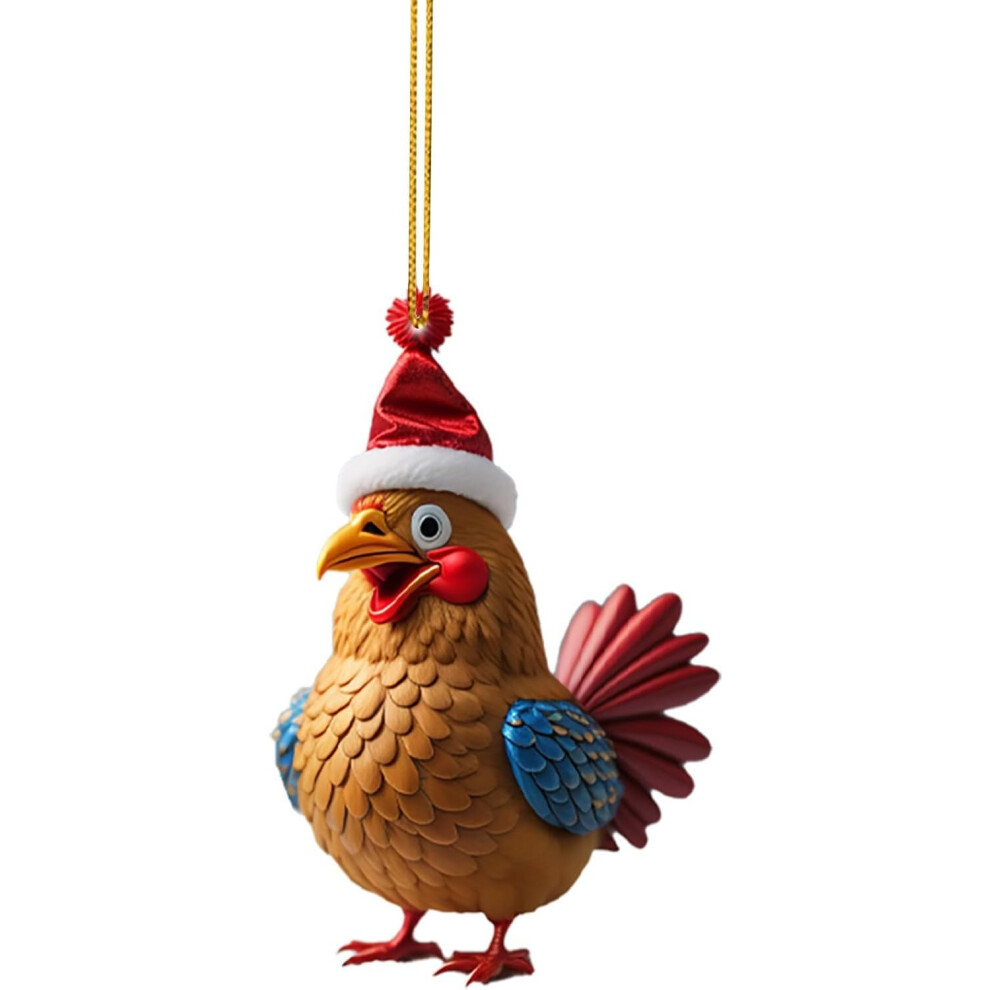 (D) Christmas Decorations Clearance Cute Rooster Car Pendant Home Tree Decoration, Christmas Tree Ornament, Home Decor 1PC for Christmas Party