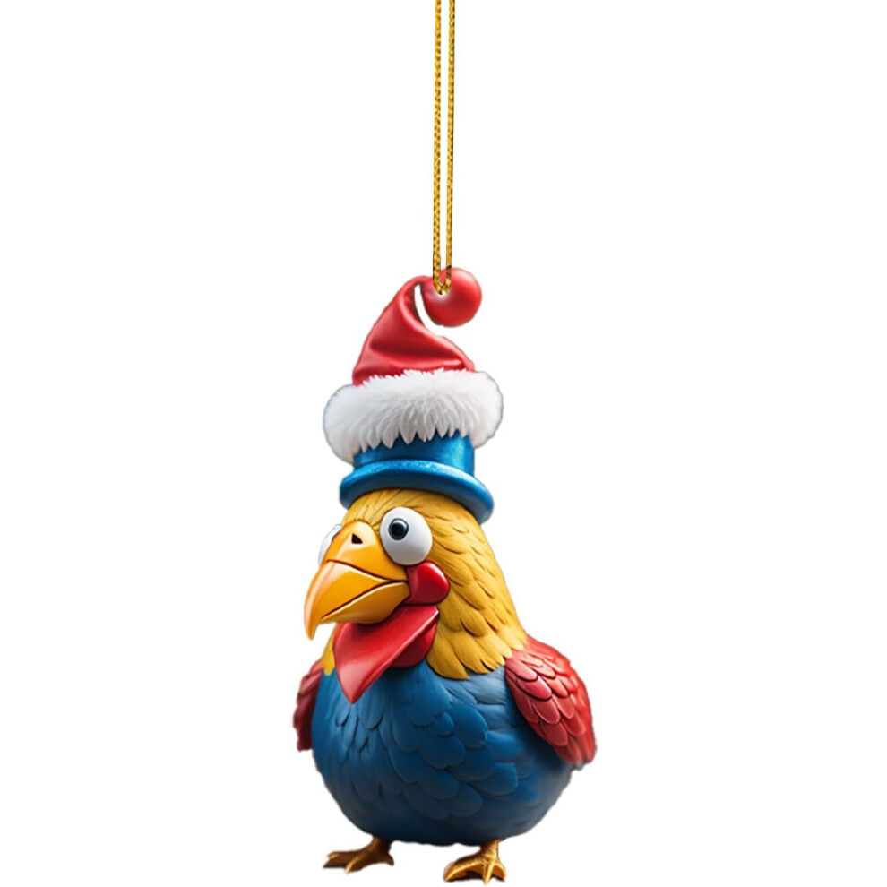 (J) Christmas Decorations Clearance Cute Rooster Car Pendant Home Tree Decoration, Christmas Tree Ornament, Home Decor 1PC for Christmas Party